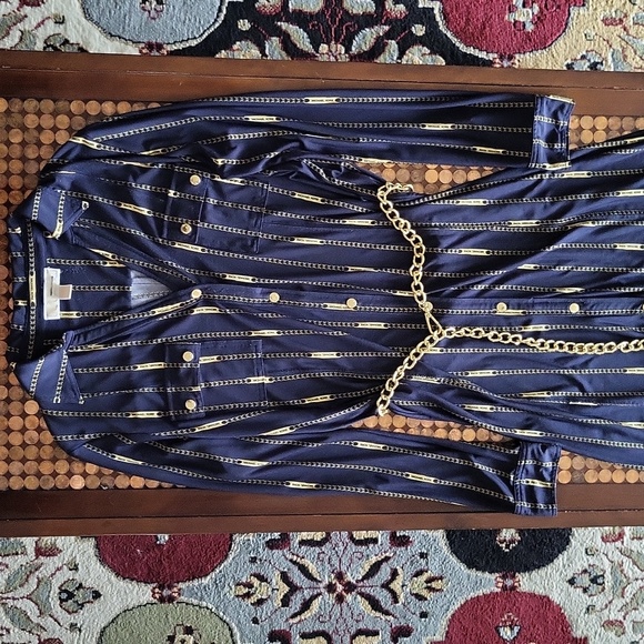 Michael Korrs Navy belted dress🪴* - Picture 2 of 6
